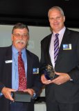 RDANI Deputy Chair, Herman Beyersdorf with Grant Bowden, representing “TAFE NSW New England Institute – Tamworth Campus”, a finalist in the Research and Education Category.