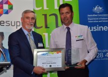 Inverell Shire Mayor Paul Harmon with Danny Middleton from Agriculture/Horticulture and Associated Services winner, The Best Food Garden.