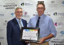 Inverell Shire Mayor Paul Harmon with Agriculture & Horticulture finalist, UWE’s Currabubula Station’s Tim Griffith.