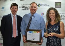 The Australian Government’s Department of Industry, Innovation and Science Regional Manager Grayson Wolfgang presented a "Manufacturing and Engineering" finalist award to Jay and Tanya Weir of Weir Built, Glen Innes.