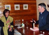 At Mihi Creek cellar door, Andrew Close talks about his wine with Julie Keene from Armidale’s Cedar Lodge Motel. 
