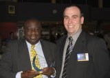 Dr Robert Mensah, a Principal Scientist with the Cotton CRC in Narrabri, received an Encouragement Award in the Agriculture / Horticulture and Associated Services category. He is pictured with RDANI Executive Officer, Nathan Axelsson.