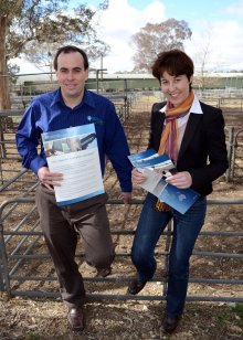 RDA Northern Inland Executive Officer Nathan Axelsson and Senior Project Officer, Kim-Trieste Hastings, with immigration information in hand.