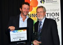 The “Research and Education” category winner was BackTrack Youth Works, presented to founder Bernie Shakeshaft, by Northern Tablelands Local Land Services' Grahame Marriott.
