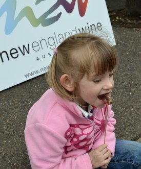 Three-year-old Aria Mather loved the freshly cooked Ebor Beef.