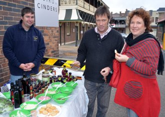 Sean Walker manned a table of various goods from local producers. David and Paula Lush had a test-taste or two.
