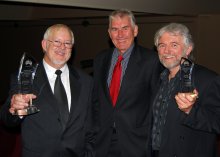 Innovator of the Year Winner in 2009, was Armidale’s Training Resource and Multimedia Studio. Pictured here are TRAMS’ Commercial Director, Ross Maclennan, Interim Executive Officer of RDANI, Don Tydd and TRAMS’ Creative Director, Gordon Cope 