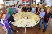 Guyra Central School students and those involved in the Wool Works Shearing School trial at Glen Innes
