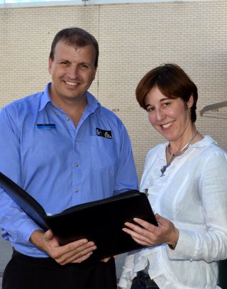 The New England North West NSW Business Chamber's Digital Business and Development Executive Officer, Derek Tink with RDANI Snr Project Officer, Kim-Trieste Hastings in Tamworth, where the Northern Inland Innovation Awards will be held this year.