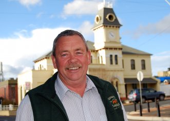 Business Service Officer with Tenterfield Shire Council, Mr Harry Bolton in front of the Tenterfield Post Office.